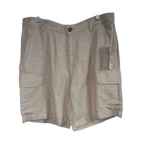 Panama Jack Men’s Linen Blend Cargo Shorts Size 36 Beige NWT